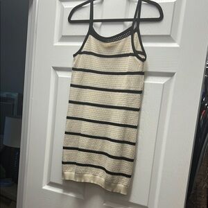 Elegant Black and Cream Striped Women's dress
